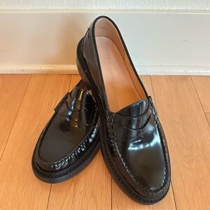 J. Crew Rowan Penny Loafers Shiny Black Leather Size 8.5